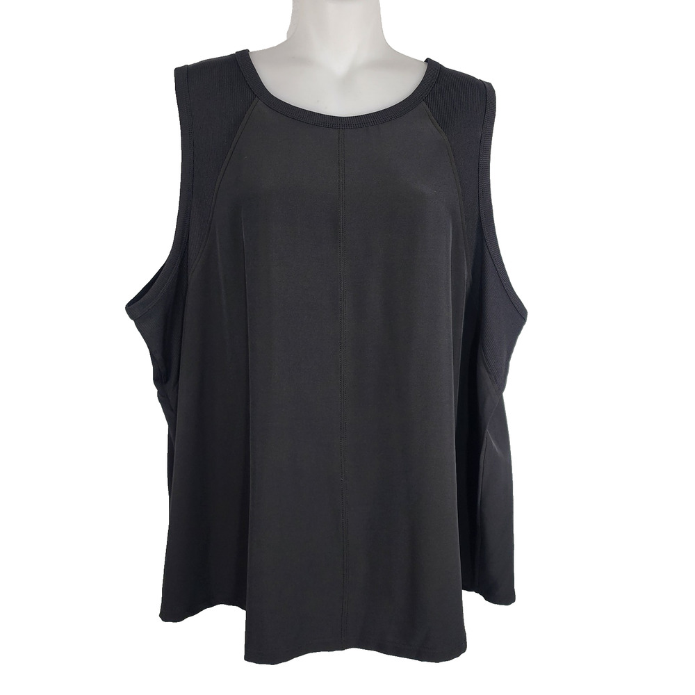 Maurices Womens Athleisure Tank Top 2X Black Relaxed Ribbed Detail Breathable